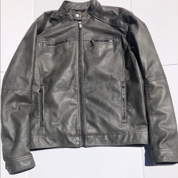Michael Kors Mens Grey Leather Jacket 